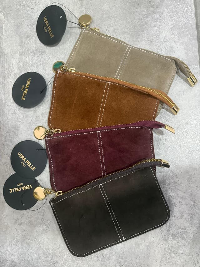 Portamonete in pelle con zip